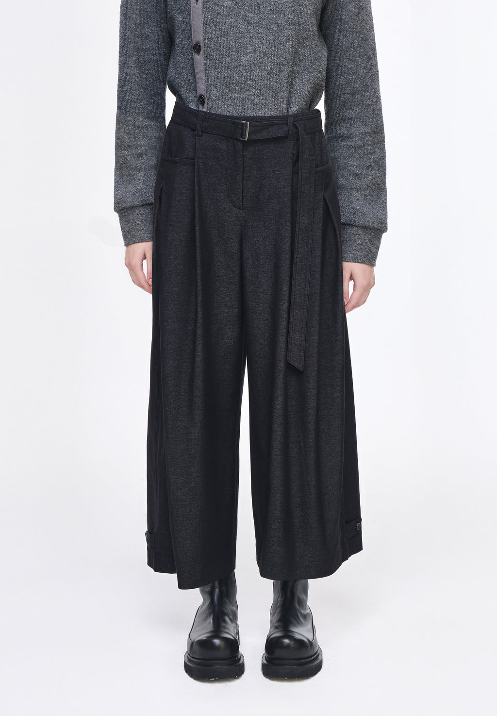 CROSS TUCK CROP WIDE PANTS