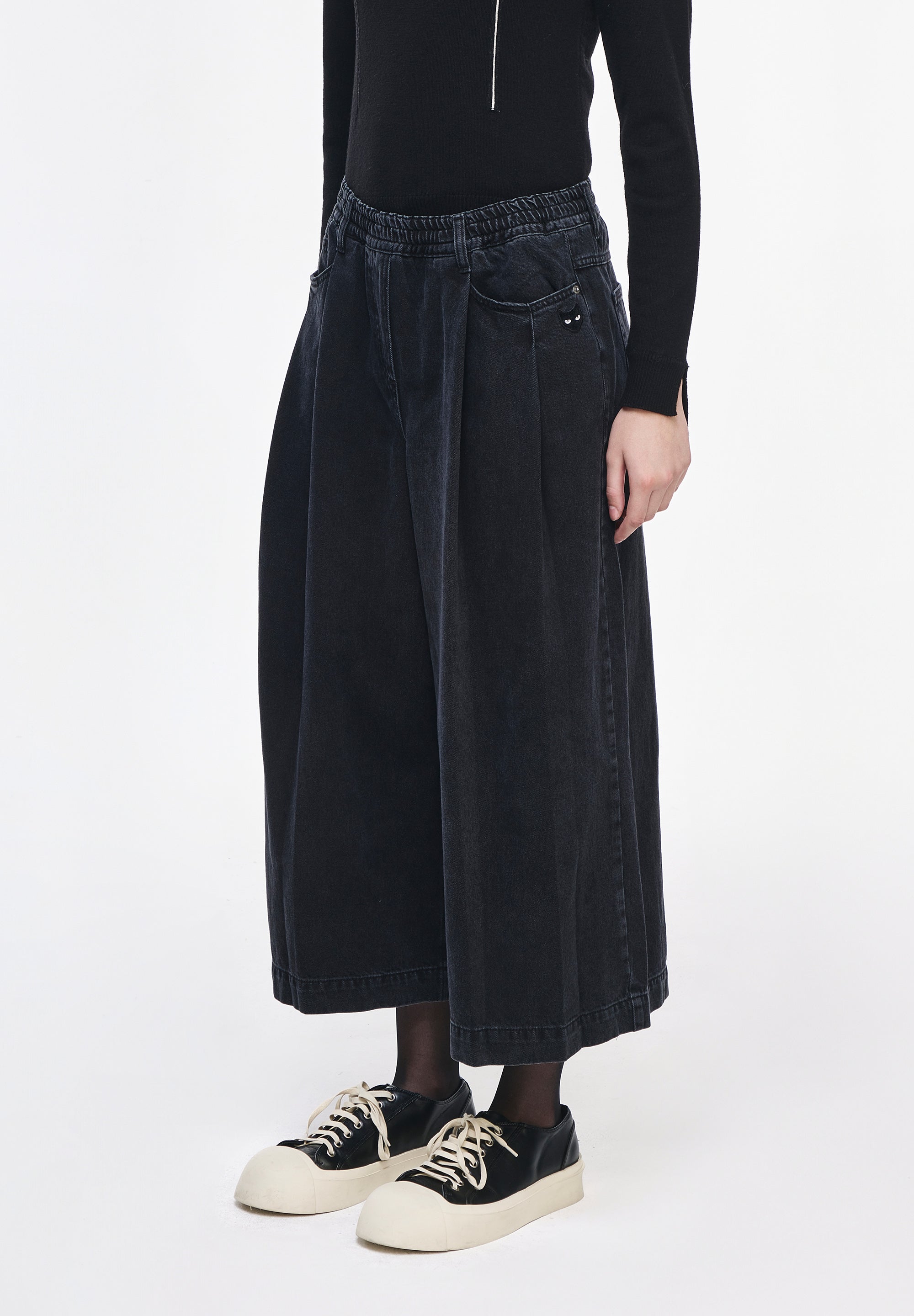 PANTHER CROP WIDE DENIM