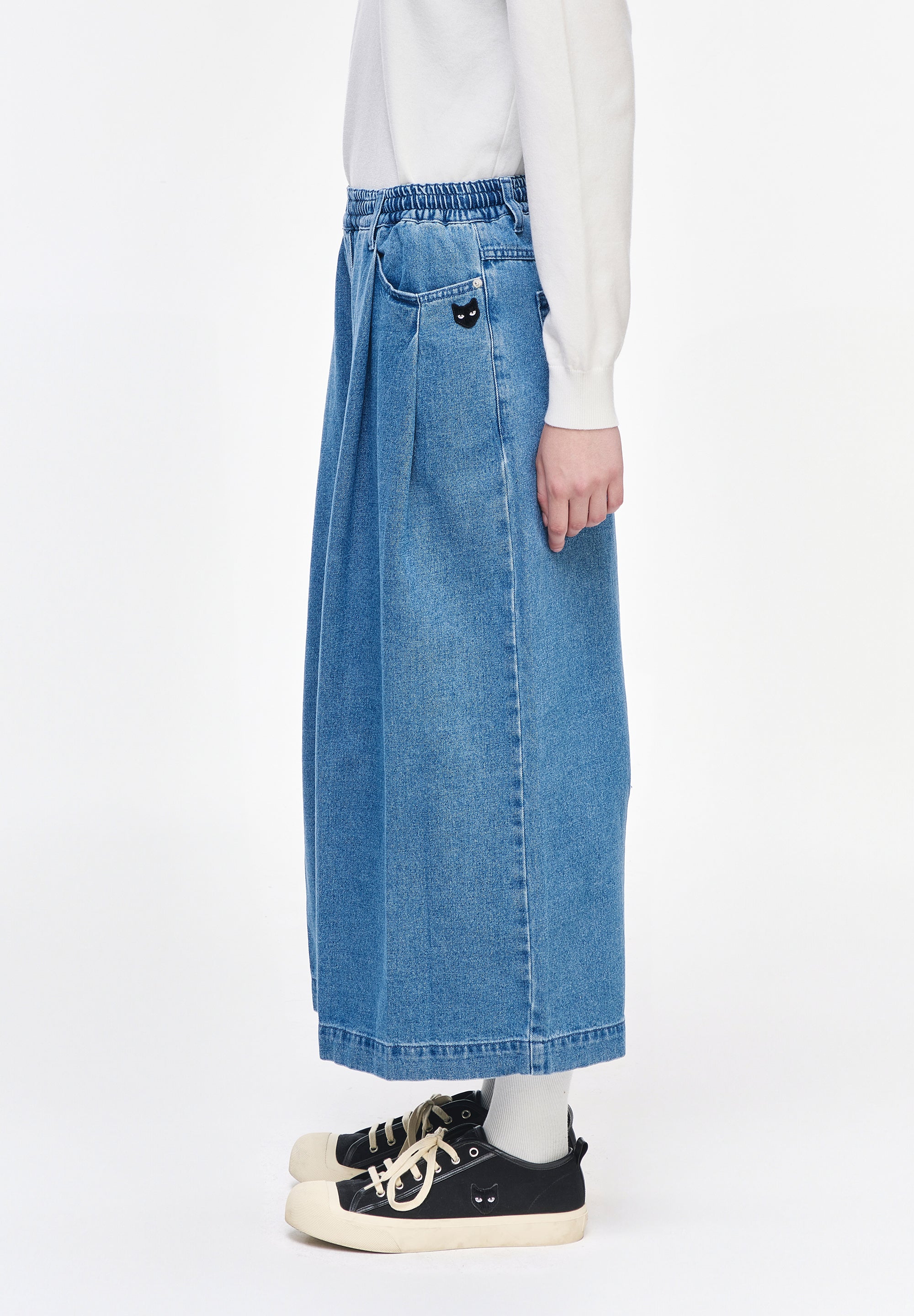 PANTHER CROP WIDE DENIM