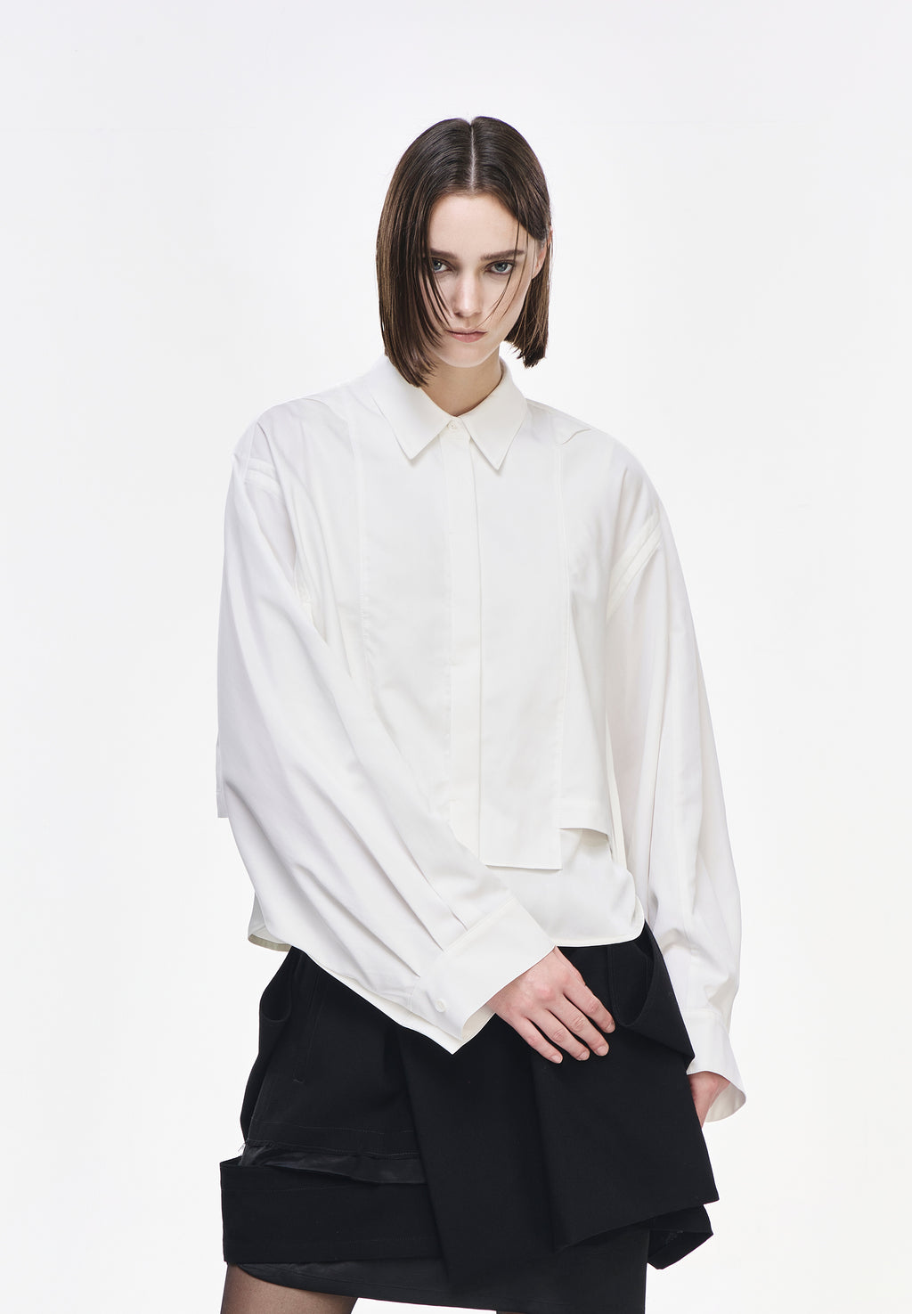 ORIENTAL CROP TUXEDO SHIRT