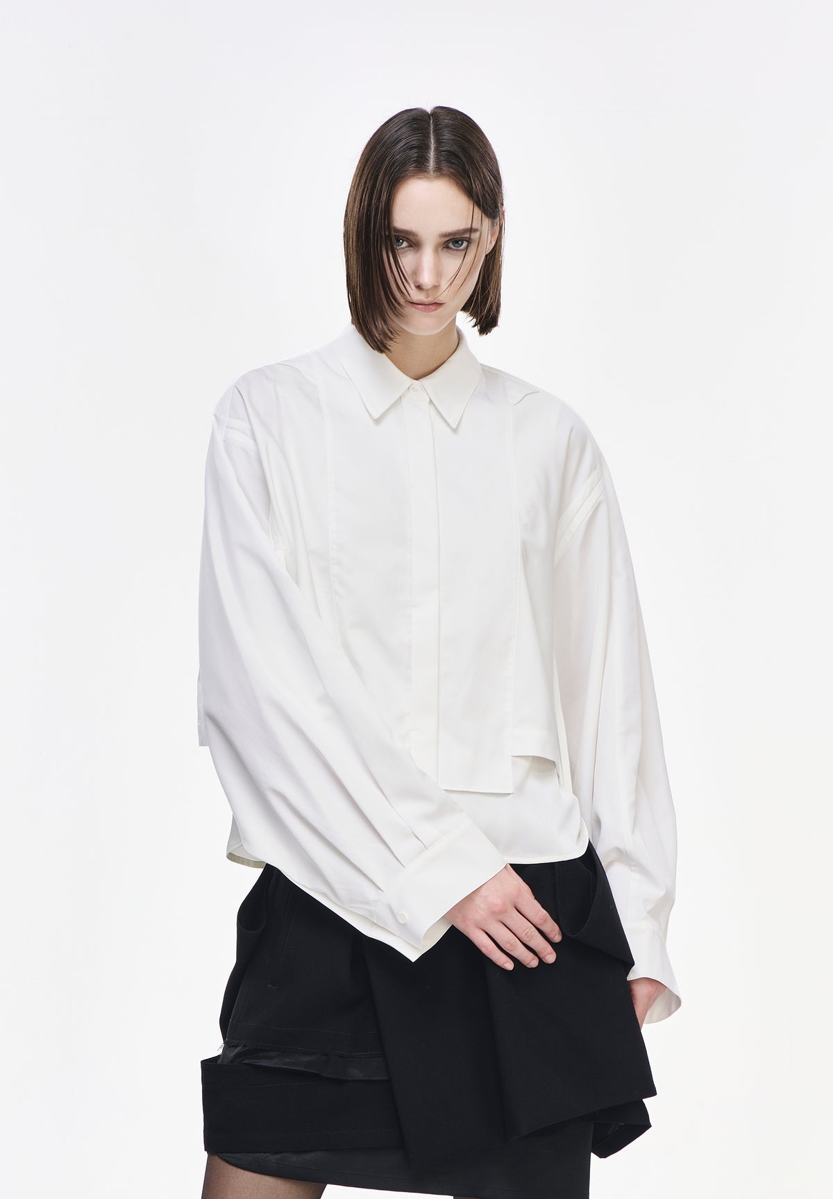 ORIENTAL CROP TUXEDO SHIRT