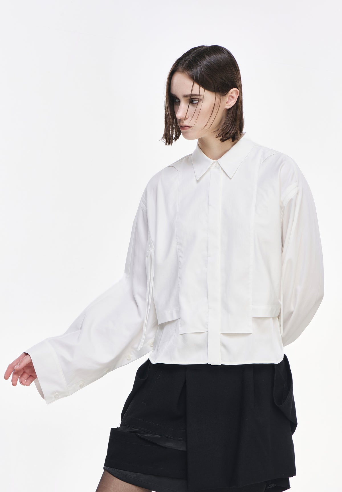 ORIENTAL CROP TUXEDO SHIRT