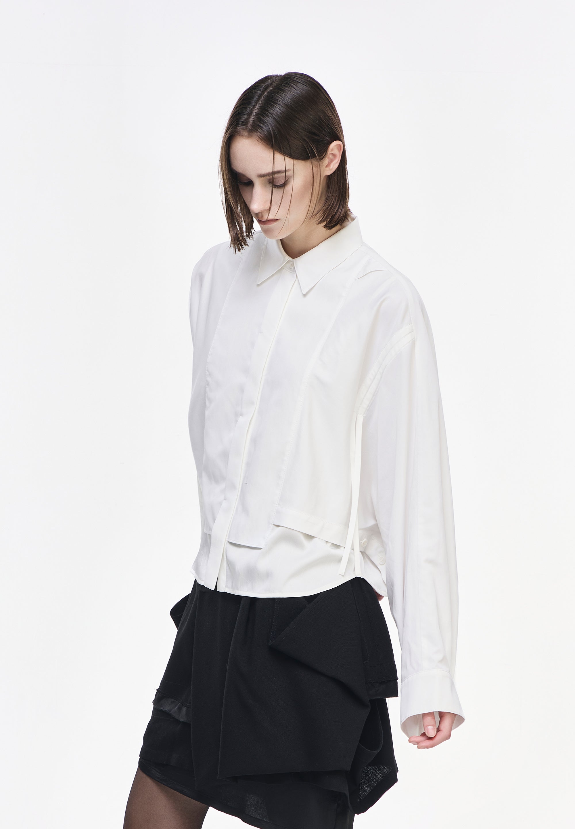 ORIENTAL CROP TUXEDO SHIRT