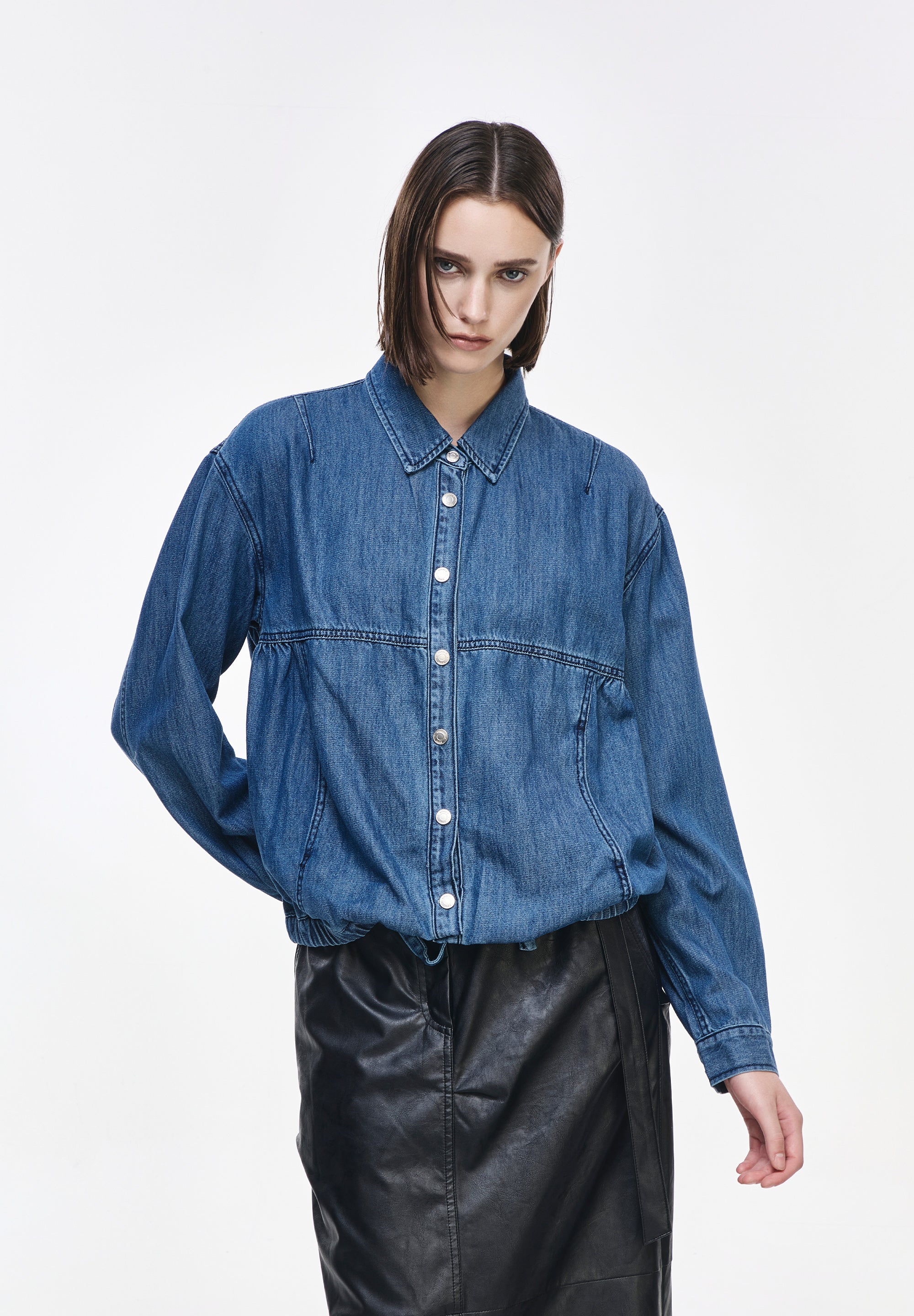 PAINTED DENIM STRING SHIRT