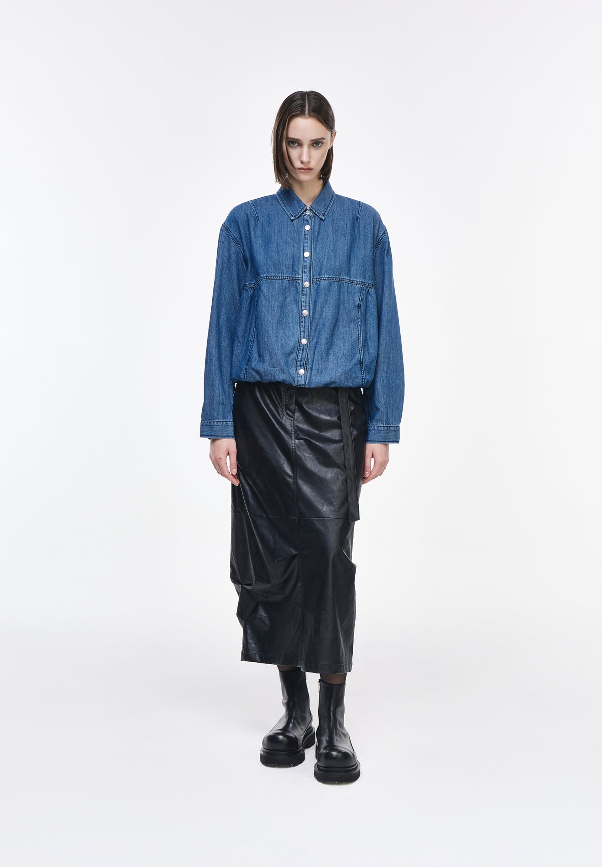 PAINTED DENIM STRING SHIRT