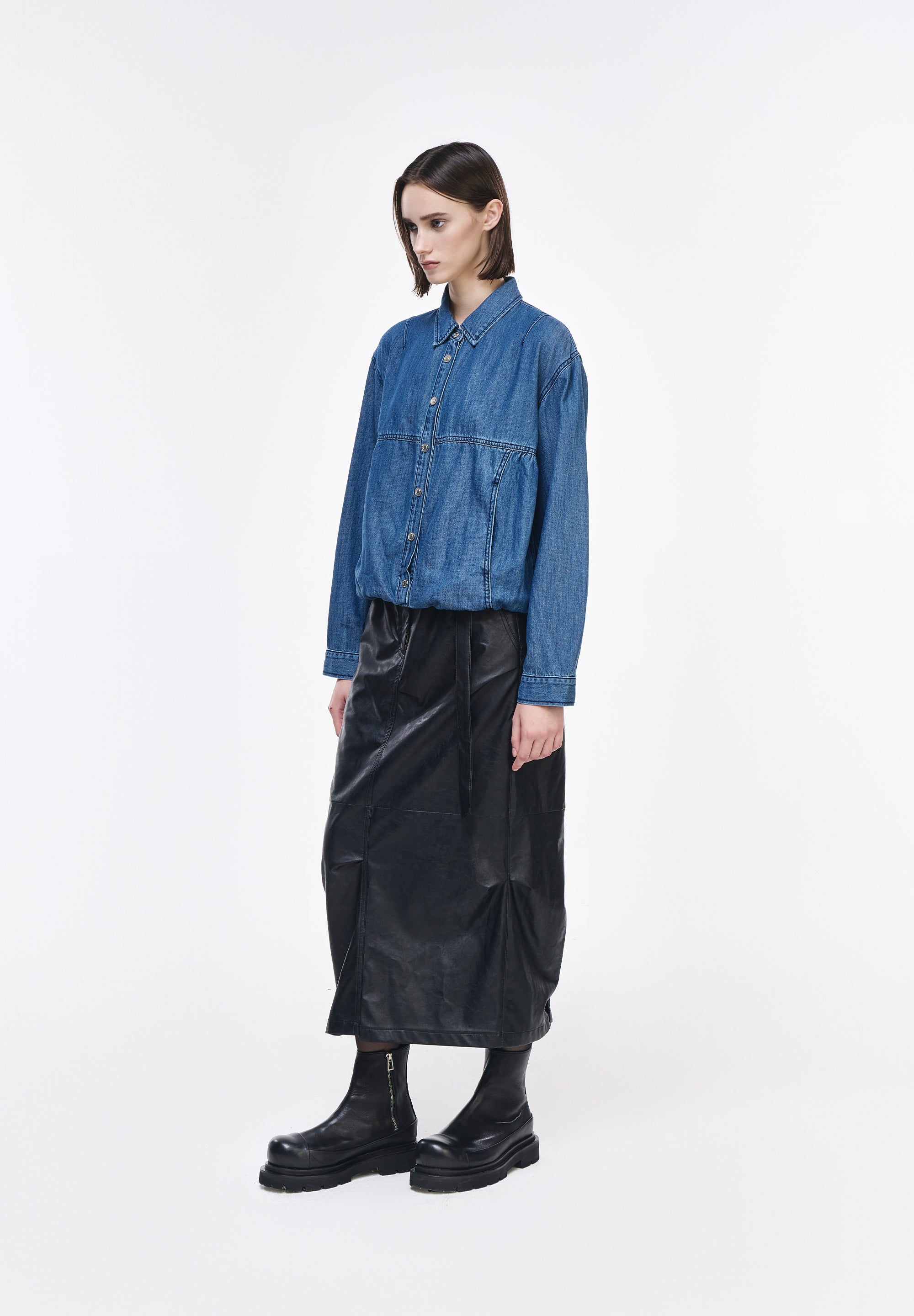 PAINTED DENIM STRING SHIRT