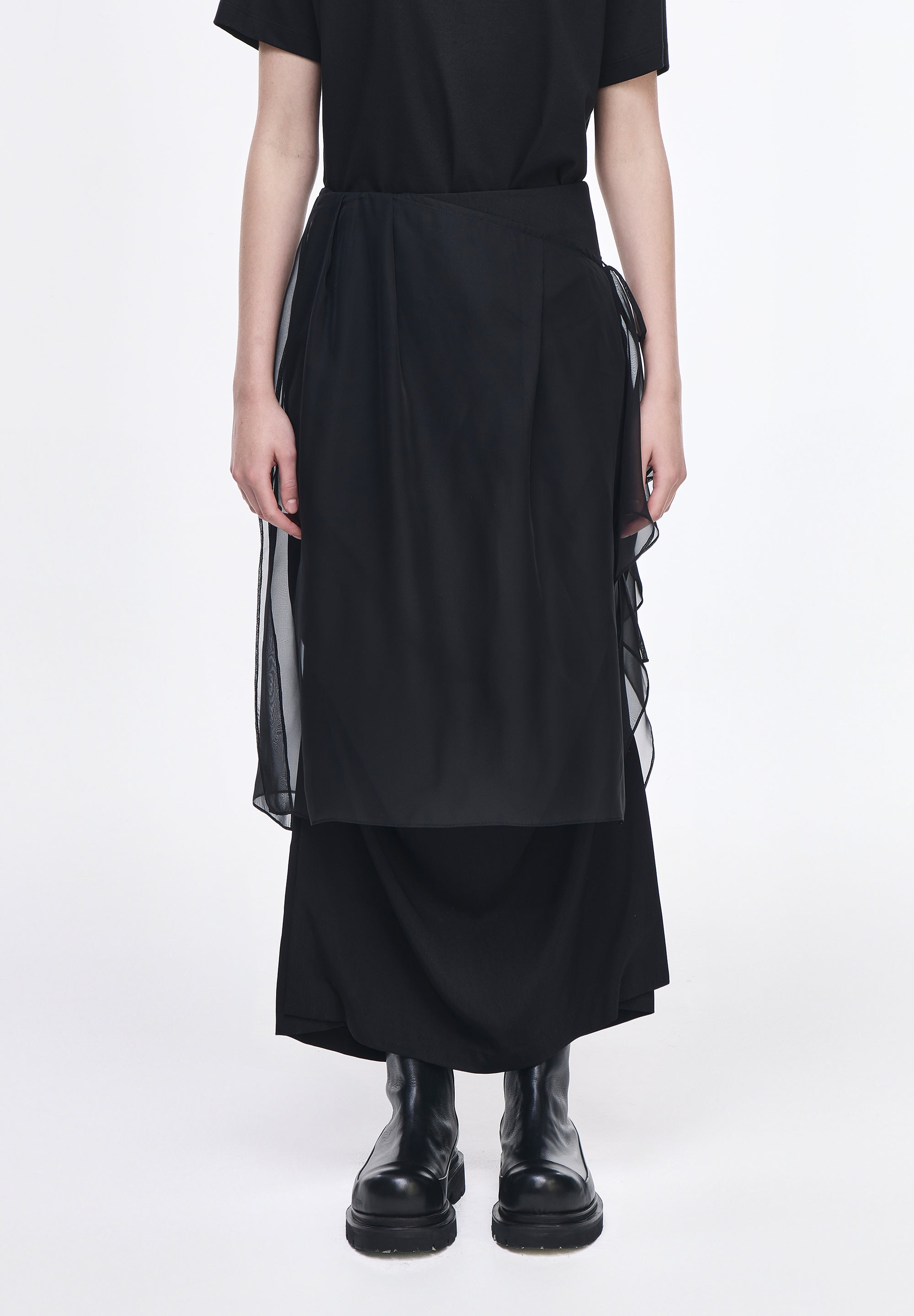 VEILED SLIT LONG SKIRT