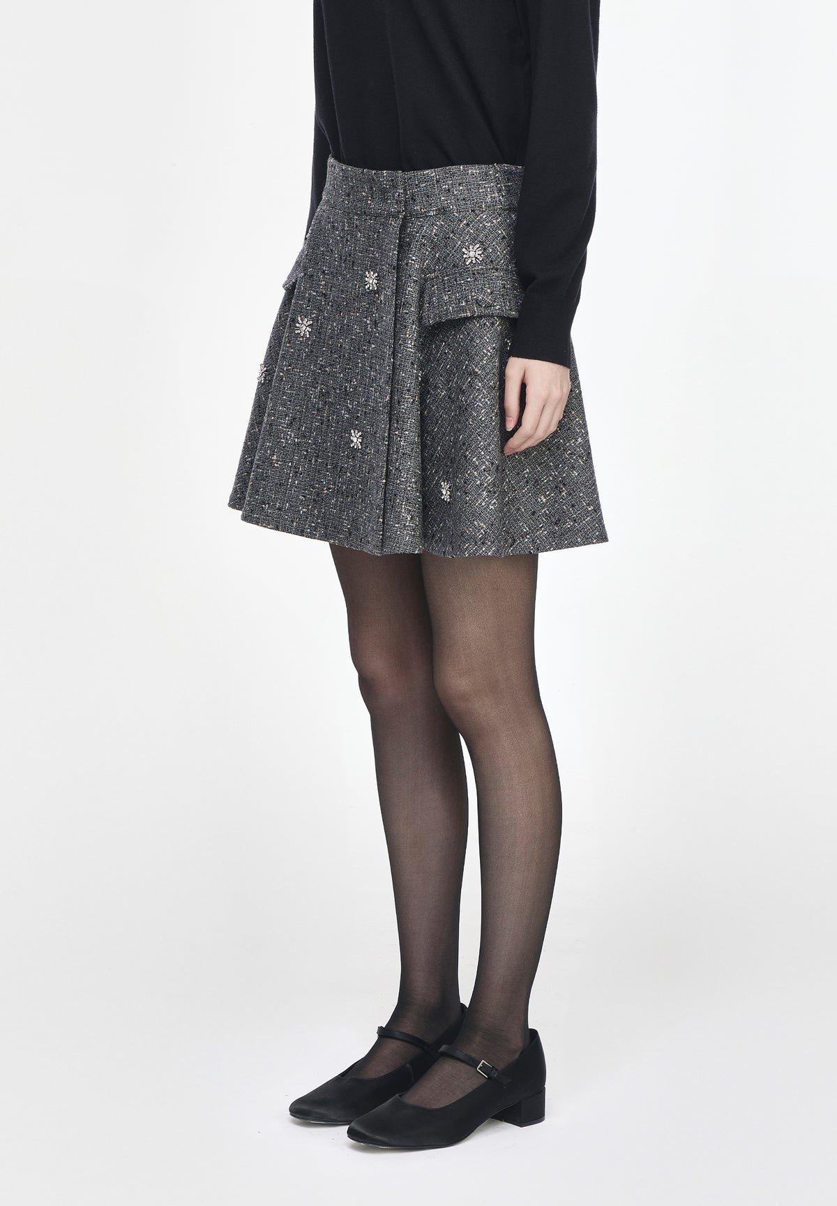 JEWELRY VOLUME DRAPE JACQUARD SKIRT
