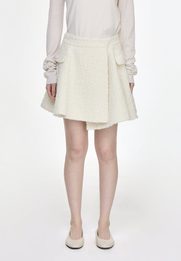 VOLUME DRAPE TWEED SKIRT