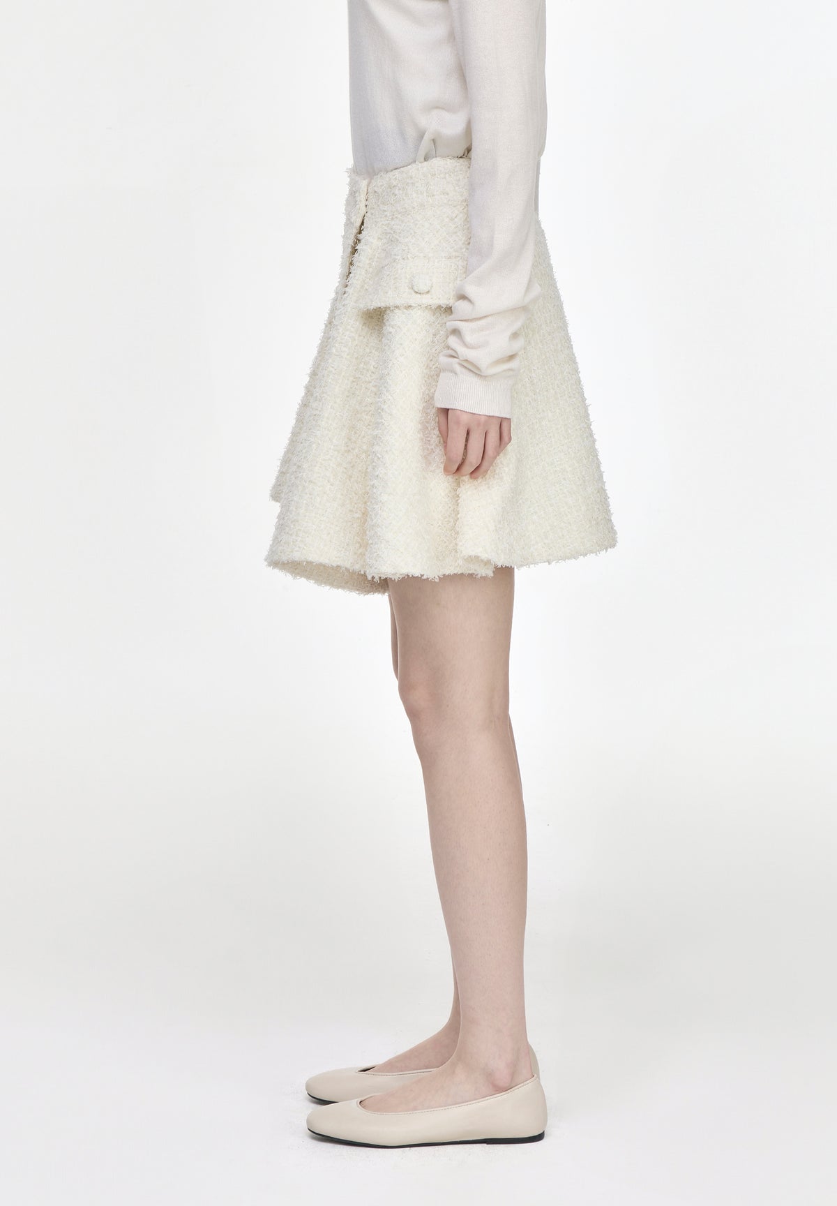 VOLUME DRAPE TWEED SKIRT
