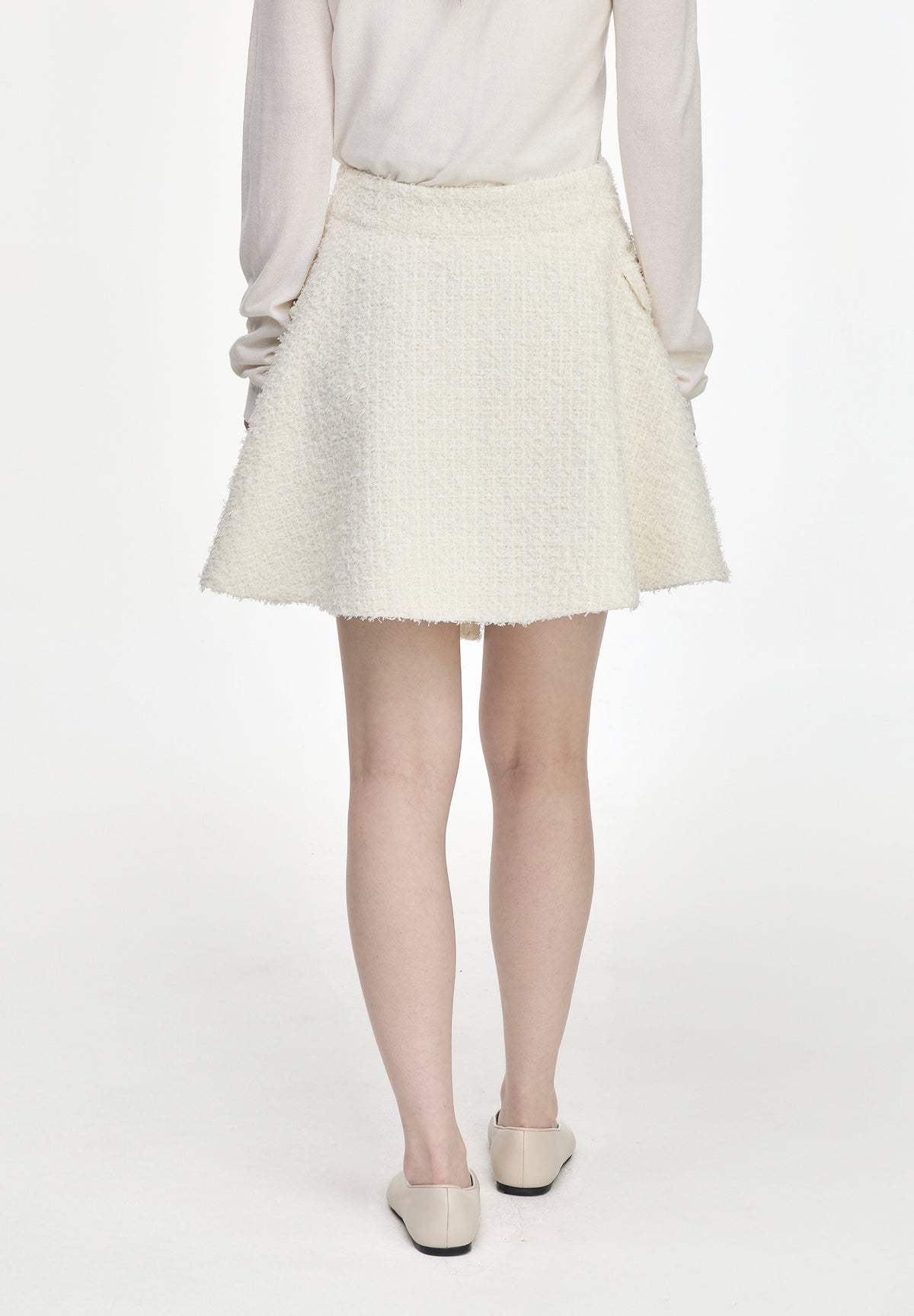 VOLUME DRAPE TWEED SKIRT