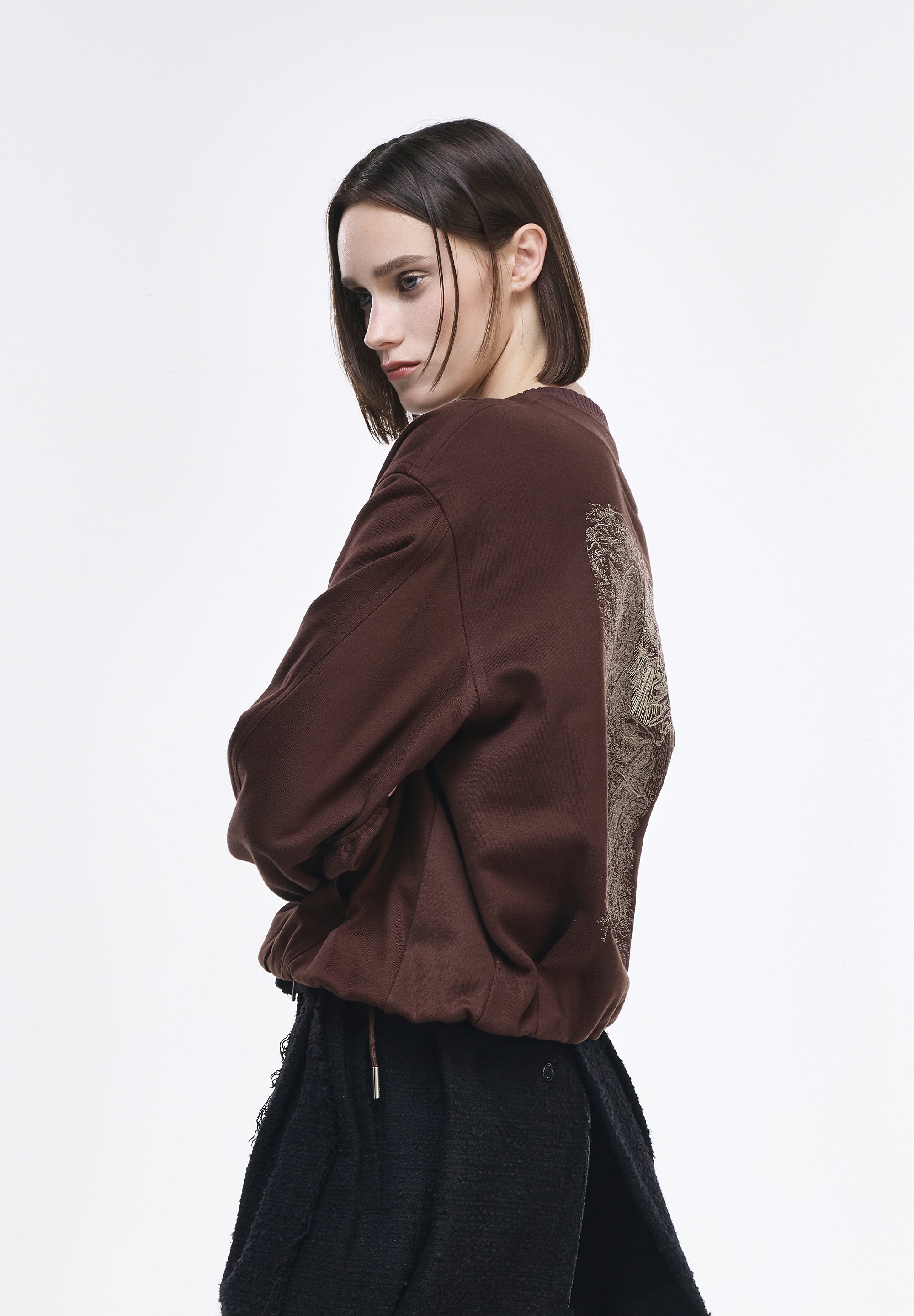 BENEDICTION EMBROIDERED COCOON SWEATSHIRT