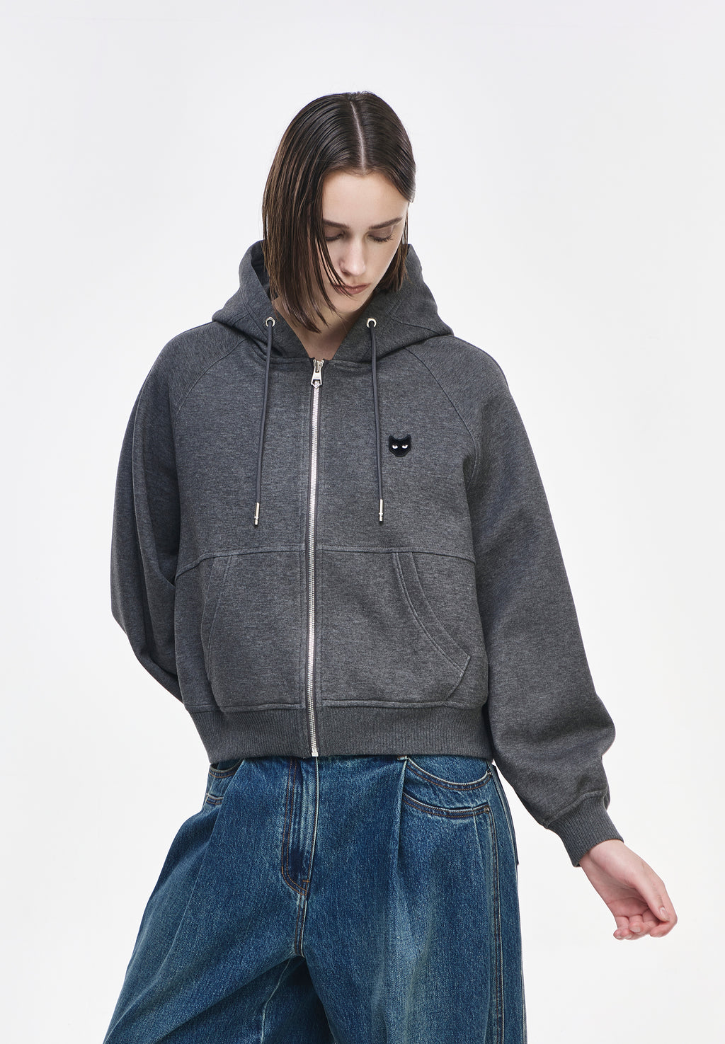 CURVED PANTHER HOOD ZIP UP