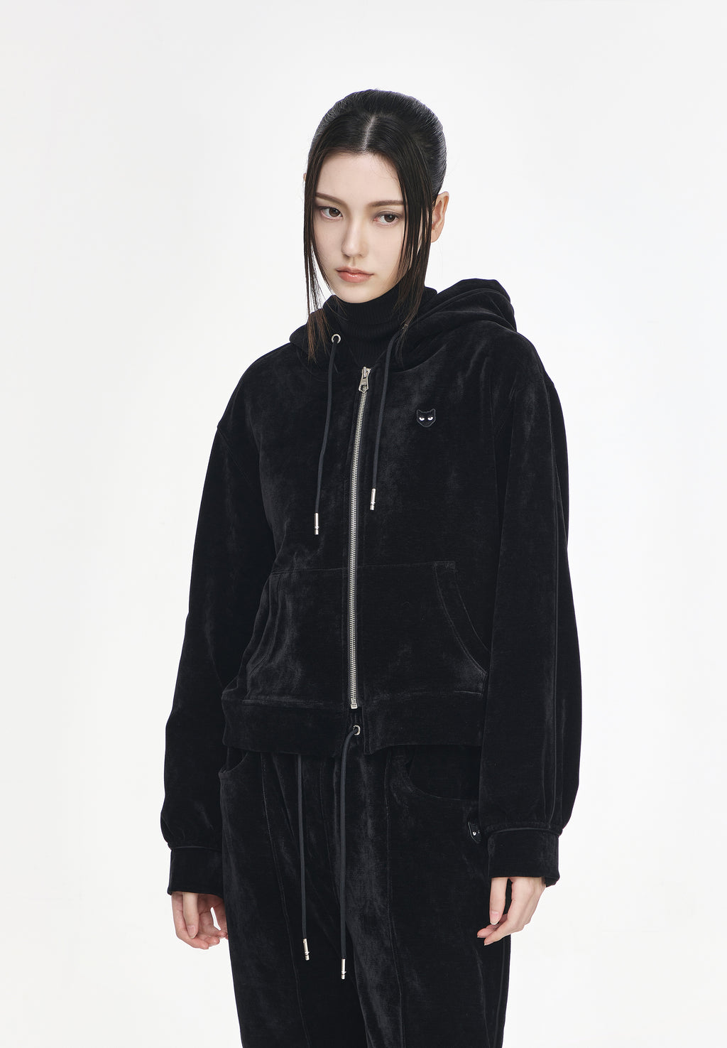VELVET PANTHER HOOD ZIP UP