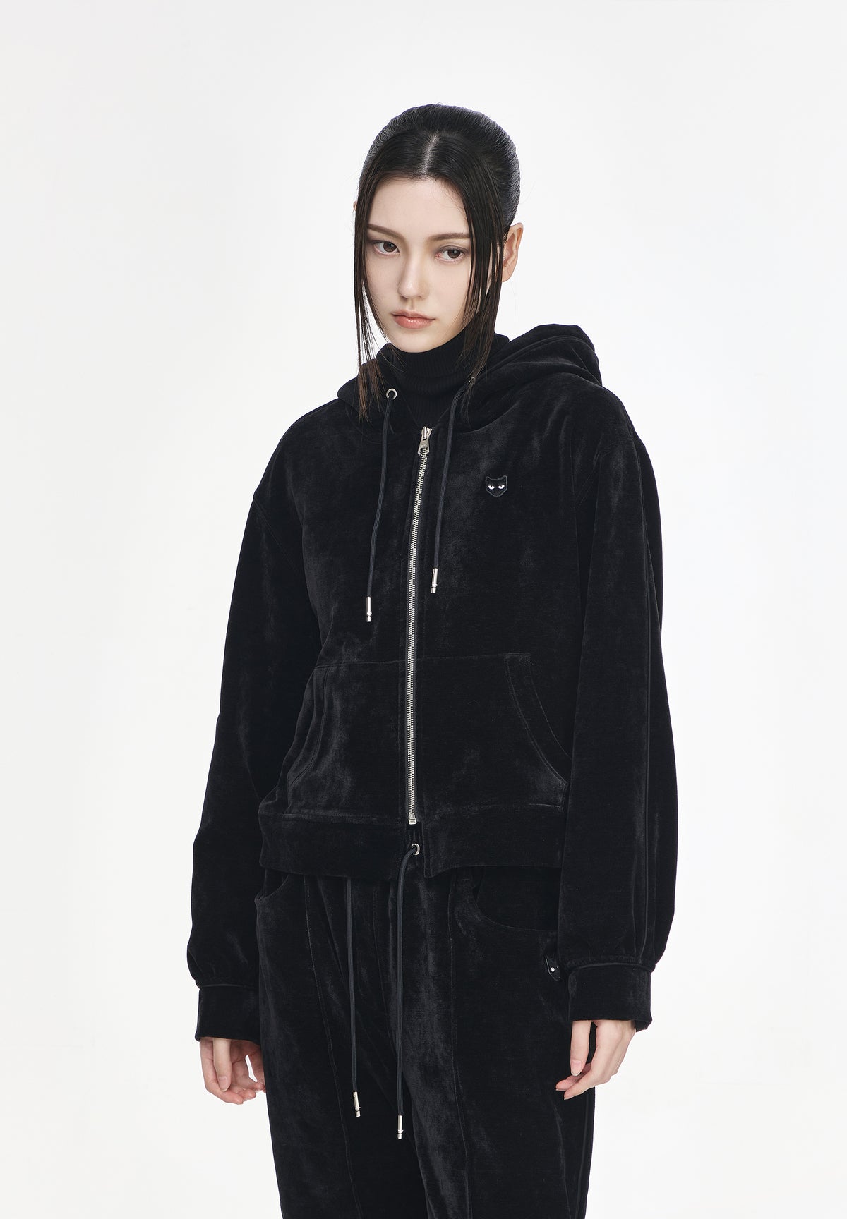 VELVET PANTHER HOOD ZIP UP