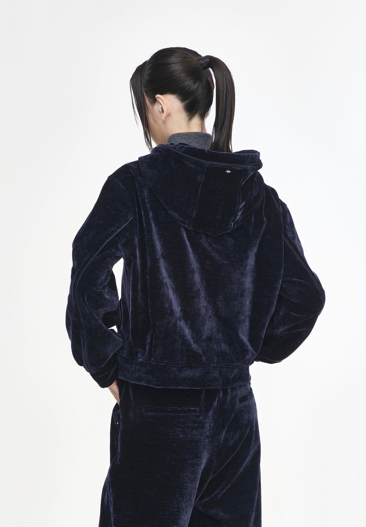 ZZERO VELVET PANTHER HOOD ZIP UP