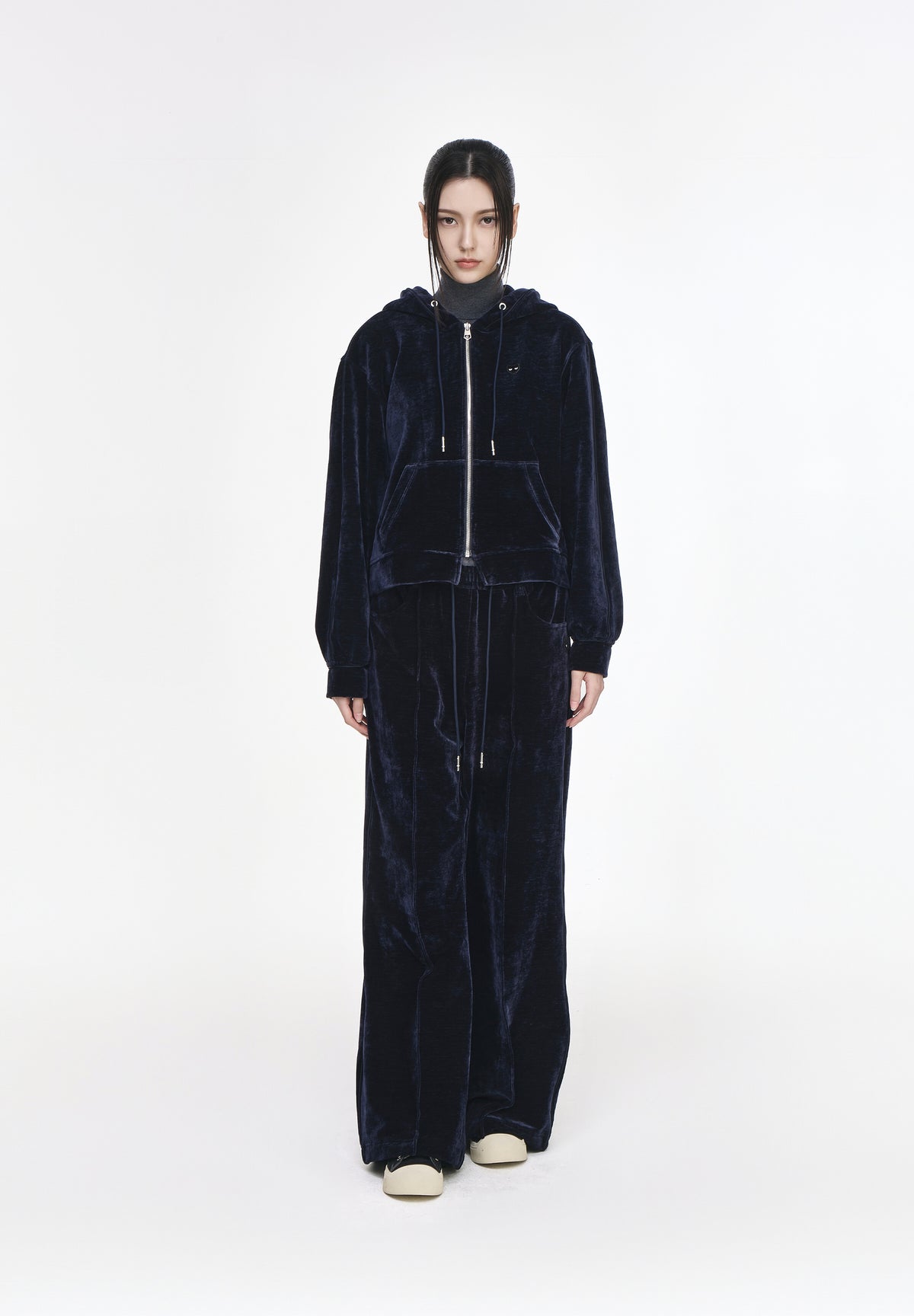 ZZERO VELVET PANTHER HOOD ZIP UP