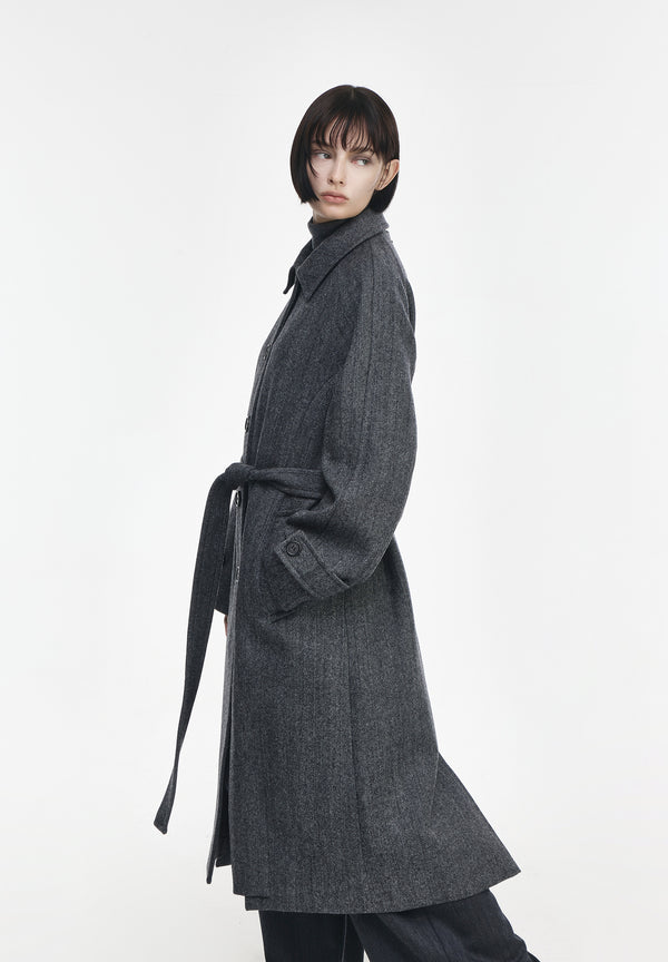 HERRINGBONE BALMACAAN COAT