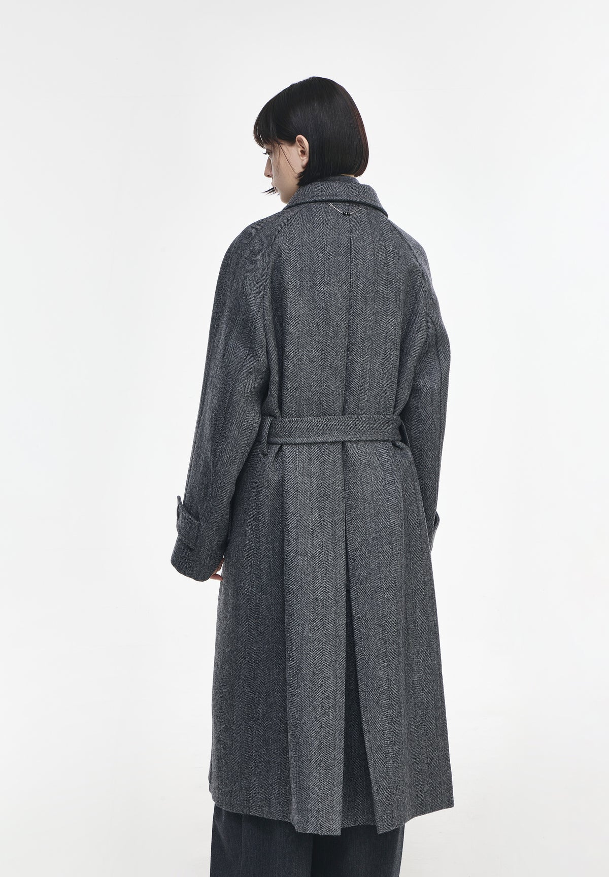 HERRINGBONE BALMACAAN COAT