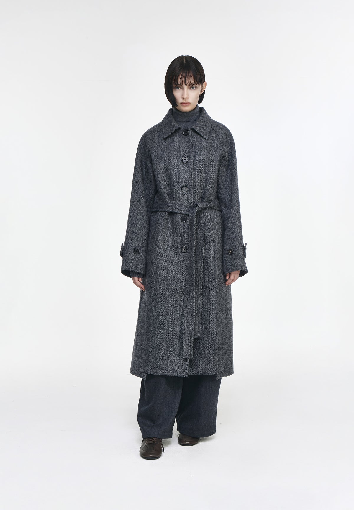 HERRINGBONE BALMACAAN COAT