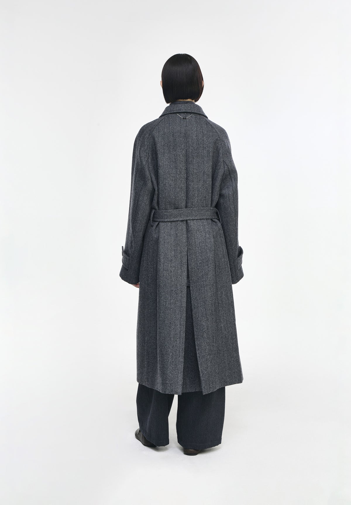 HERRINGBONE BALMACAAN COAT