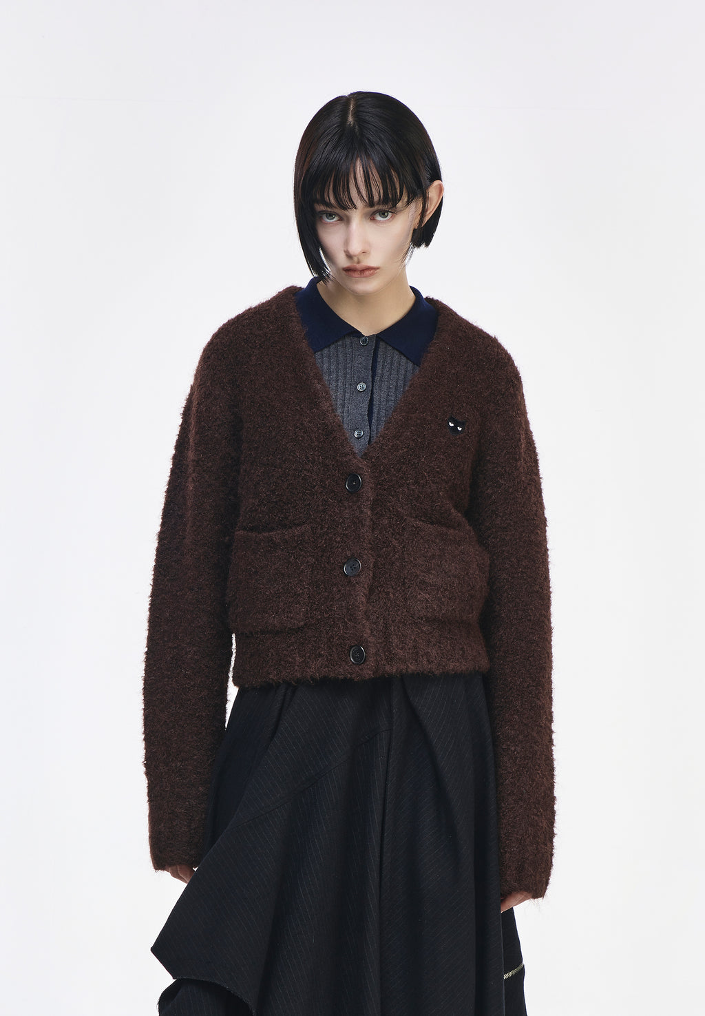 BOUCLE V NECK CARDIGAN