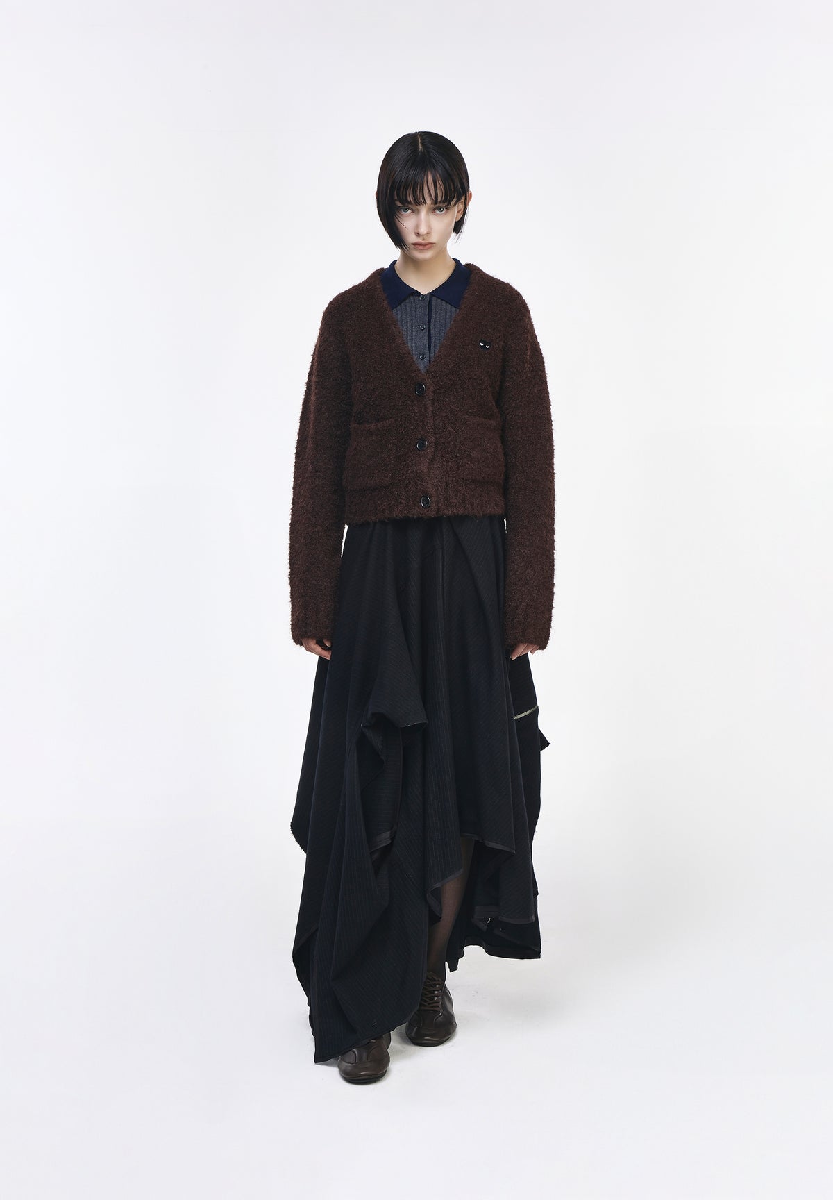 ZZERO BOUCLE V NECK CARDIGAN