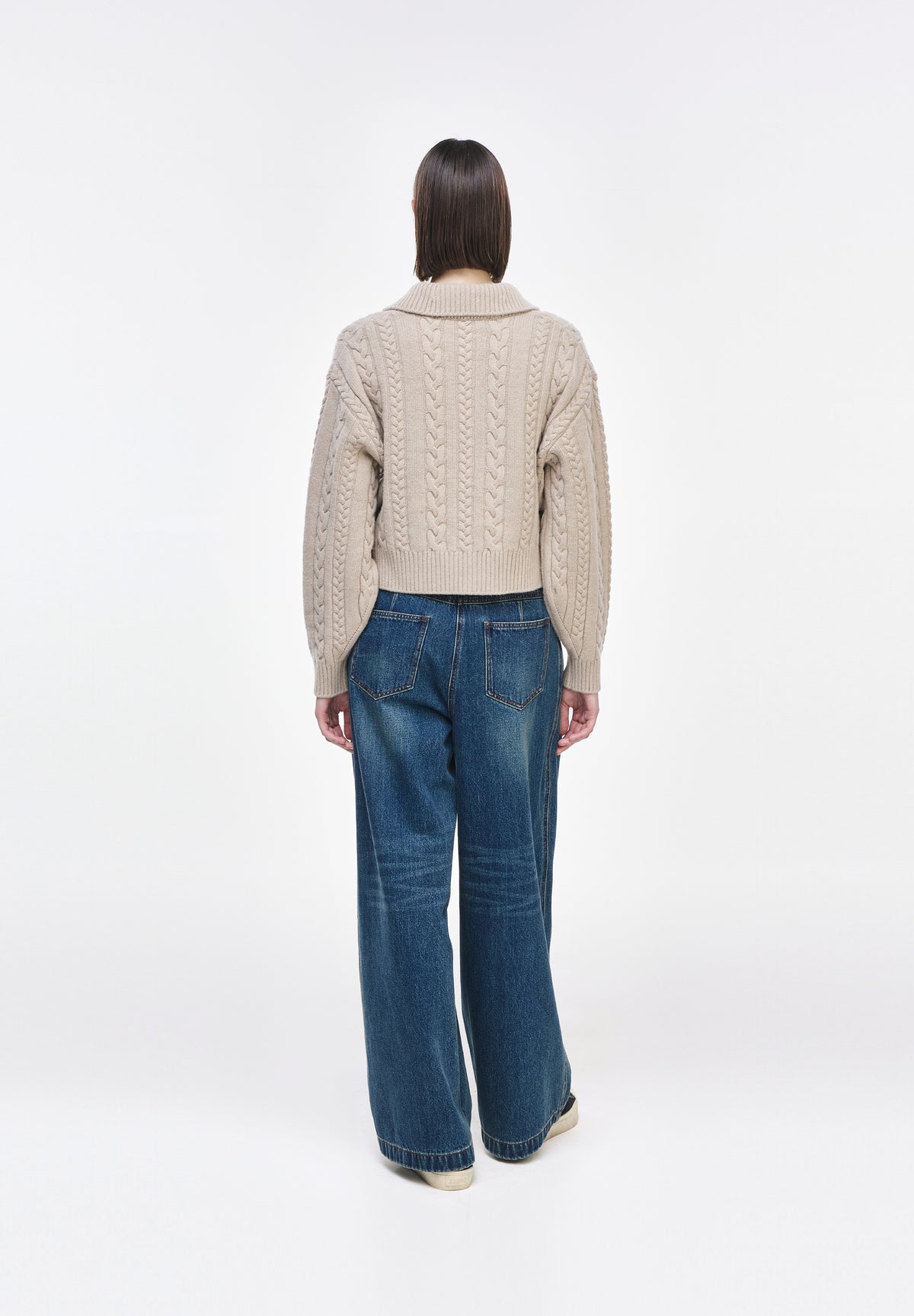 ZZERO CABLE OPEN COLLAR CARDIGAN